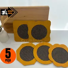 KIT Jogo 5 Descansos de Panela Bamboo Bambu Mdf Linha Premier Descanso Alta Qualidade Variados