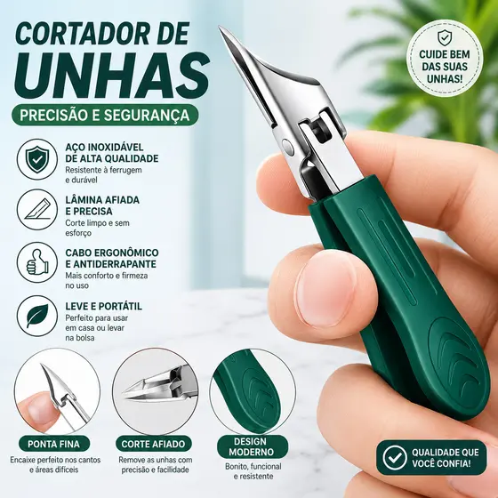 Cortador de Unhas Diagonal Afiada | Corpo inteiro à prova d'água , Design Ergonômico para Uso Diário