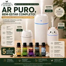 KIT ESSÊNCIAS 20ML + UMIDIFICADOR MINI EGG 200ML - SILENCIOSO - HIDROSSOLÚVEL PERFUME QUALQUER AMBIENTE