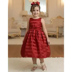 Vestido infantil festa vermelho bordo Luxo + Laço de Cabelo
