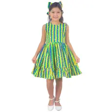 Vestido Infantil Copa Brasil com Laço Elegante