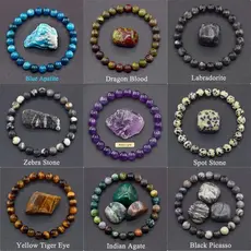 ((Pulseira de pedra Natural Good Luck) Ágata, Cristal, Pedra Natural