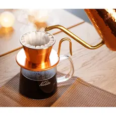 Kalita Alta Condutividade Térmica Cobre Gotejador de Café Série Onda Feito à Mão por Tsubame Artesão 1 ~ 2 Pessoas WDC-155 Feito no Japão Instrumento de Gotejamento #04105 Única Pessoa Duas Bebidas 1 Xícara 2 Xícaras Moda Acampamento Ao Ar Livre Café Antigo Casamento Celebrati
