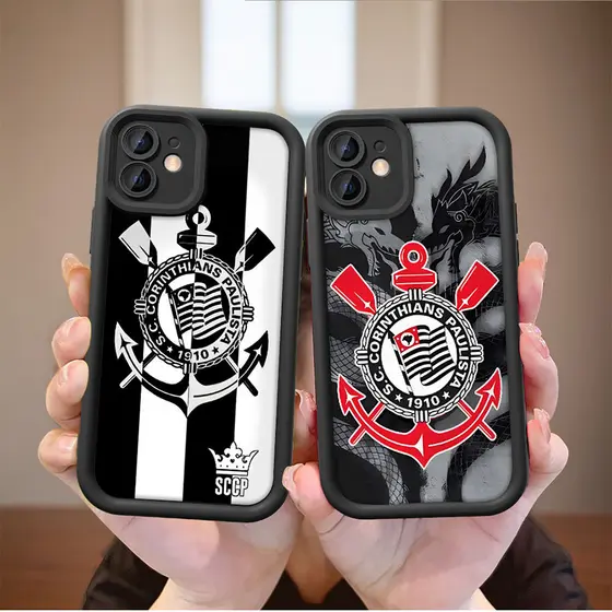 Capinha Capa de silicone Anti-impacto Logo do Corinthians para iPhone XR 11 12 13 14 15 16 17 pro max plus case
