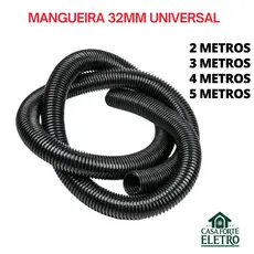Mangueira Aspirador 2,3,4,5m 32mm Preta Compatível com aspiradores Electrolux entre outras marcas
