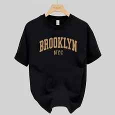Camiseta Brooklyn Nyc Streetwear Camisa Modelagem Confortável Básica Estampada Malha Algodão Premium