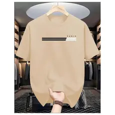 Camiseta Masculina Paris 2 Faixas 100% Algodão Manga Curta Gola Redonda Camisa Unissex
