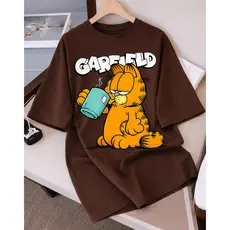 Camiseta Camisa Feminina 100% Algodão Garfild Cafe Fofo Treino Academia Musculação Fitness