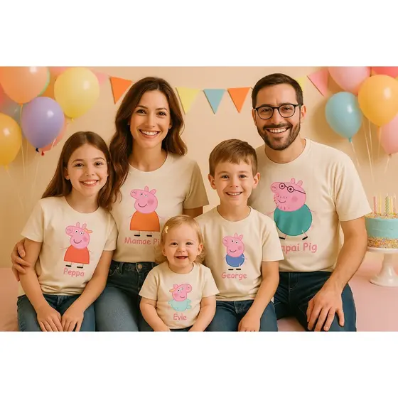 camiseta infantil família pig aniversário infantil pepa blusa 100% algodão premium