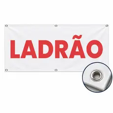 FAIXA LADRÃO EM LONA IMPERMEÁVEL COM ILHÓS PRONTA ENTREGA