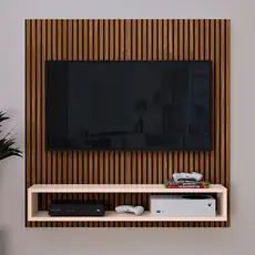 Painel START Para TV Até 32 Polegadas Quarto Sala Apartamento Painel Prateleira e Nicho Cor Off White