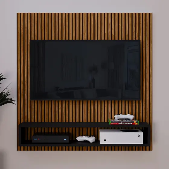 Painel Gold Para TV Até 32 Polegadas Quarto Sala Apartamento Painel Prateleira e Nicho Varias Cores