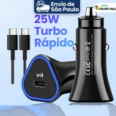 Carregador de celular entrada de energia para carro USB Turbo carregamento rápido de 25 W