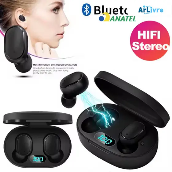 Fone de ouvido sem fio E6s/A6S Tws Bluetooth 5.0 Tws com tela LED Digital