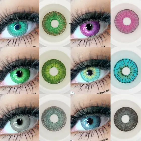 Lentes De Contato De Cor Verde Cinza cosplay Roxas Da Moda Com Estojo Transporte Rápido Do Brasil