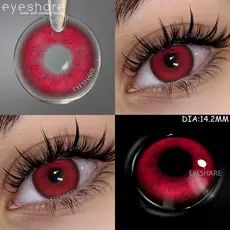 EYESHARE Lentes De Contato De Cor Vermelha Para Olhos cosplay Anime Acessórios Loucos Halloween softlenses Navio Do Bras