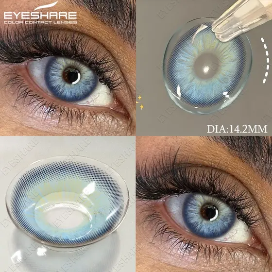 EYESHARE 1 Par De Lentes De Contato Azuis Coloridas Envio Do Brasil Nicosia-Blue Anual