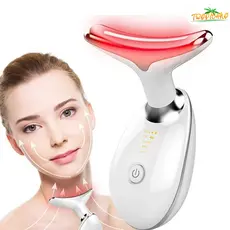 Massageador de Fototerapia LED para Pescoço e Rosto – Antirrugas, Firmador e Recuperação da Pele Radiante