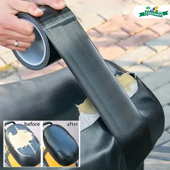 Kit com Fita Adesiva Preta de Couro: Reparo para Móveis, Sofás, Assentos Automotivos, Cadeiras e Vinil