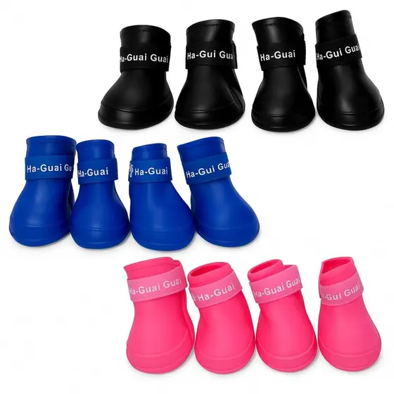 Kit 4 Botinhas Silicone Protetora de Patas Patinha Bota de Borracha Sapato À Prova De agua Sapatinho Para Cachorro Cão