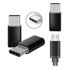 Plug Adaptador Micro-USB V8 Fêmea para USB Tipo-C Macho Chaveiro Adaptador