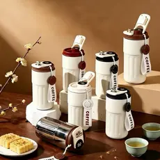 ASAS Copo Térmico Cafe Inox Portátil com tampa ,450ml Com LED Temperatura Antivazamento
