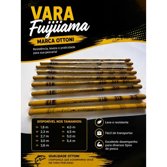 Vara de Pesca Ottoni Fujiyama – 40% Carbono -  Vários tamanhos