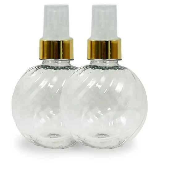 🧴 Garrafa Bolinha PET Spray Redonda Transparente 250ml com Válvula DOURADA Para Aromatizante Perfume