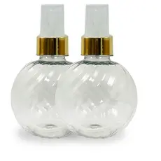 🧴 Garrafa Bolinha PET Spray Redonda Transparente 250ml com Válvula DOURADA Para Aromatizante Perfume