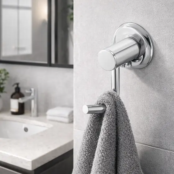 Cabide gancho de Parede Simples metal Aço Inox  porta roupas toalha banheiro lavabo cromado prateado
