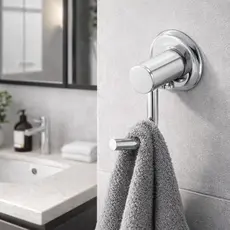 Cabide gancho de Parede Simples metal Aço Inox  porta roupas toalha banheiro lavabo cromado prateado
