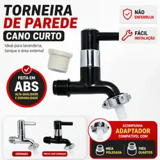Torneira curta Parede Tanque Jardim Bico Mangueira Adaptador