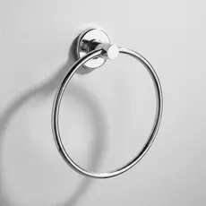 Porta Toalha De Rosto Argola Toalheiro Aço Inox Cor Prateado