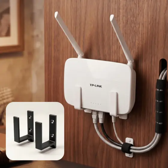 Suporte Roteador Parede Com Furo Fita 3M Universal Organizador WiFi Modem