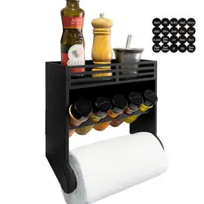 Lindo Porta Tempero Parede Resistente com 5 Potes 130ml Tampa Dupla + Etiquetas