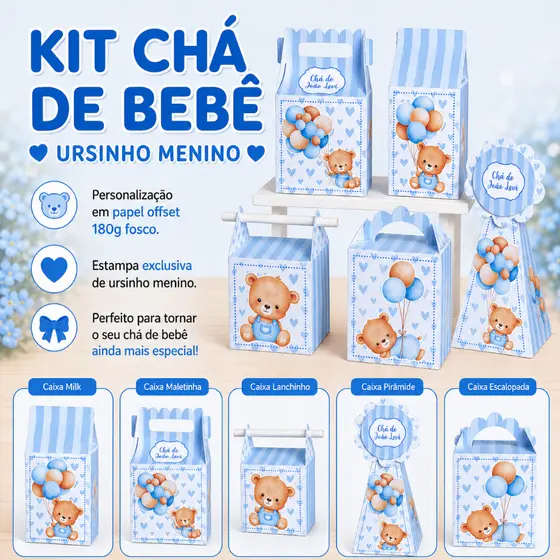 Chá Revelação Ursinho / Pegue Monte/  lembrancinha chá de bebê /Kit Festa