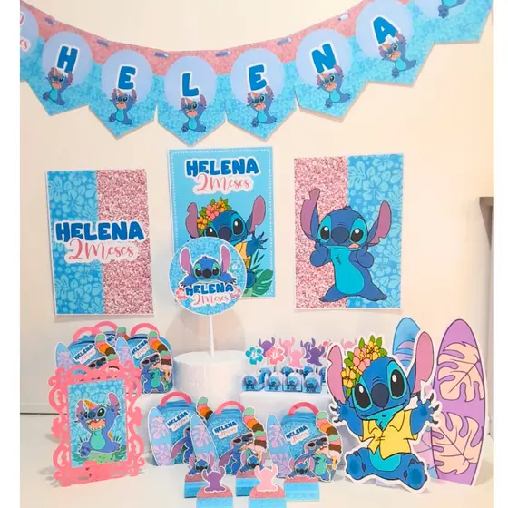 50 ITENS OU 130 ITENS KIT SÓ UM BOLINHO/ STITCH ANGEL/ KIT FESTA/ TOPO DE BOLO STITCH