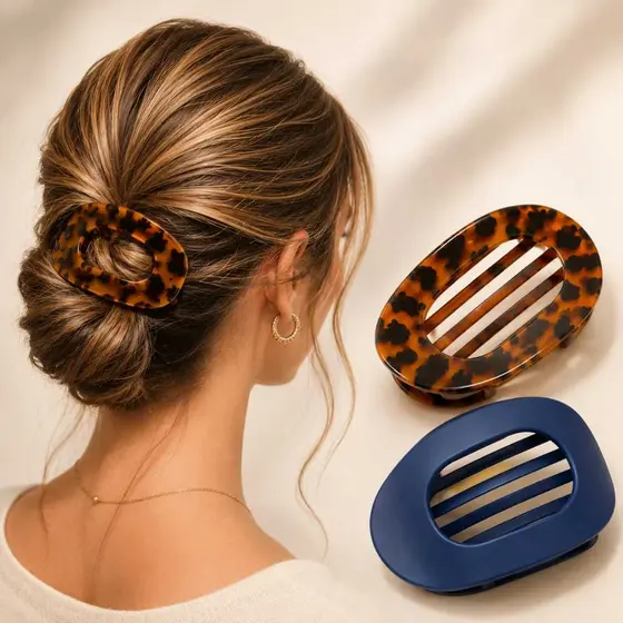 Presilhas Piranha para Cabelo Coreana Oval Elegante Clipe Feminino Acessório de Cabelo Grampo