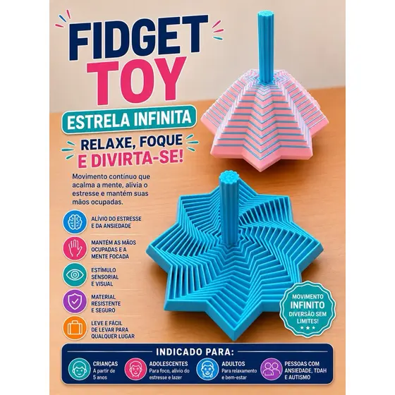 🧠 Fidget Toy Brinquedo Sensorial 3D – Relaxamento, Diversão e Foco