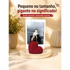 Porta Retrato Instax Mini com Base Coração | Porta Foto Polaroid | Presente Criativo para Casal | Decoração de Mesa