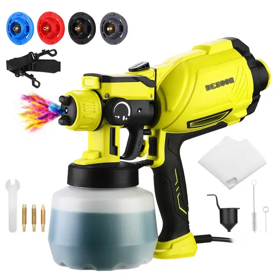 Pistola De Pintura 1000W Profissional Elétrica Pulverizadora 1200ML 4 Bicos 3 Regulações Desoon