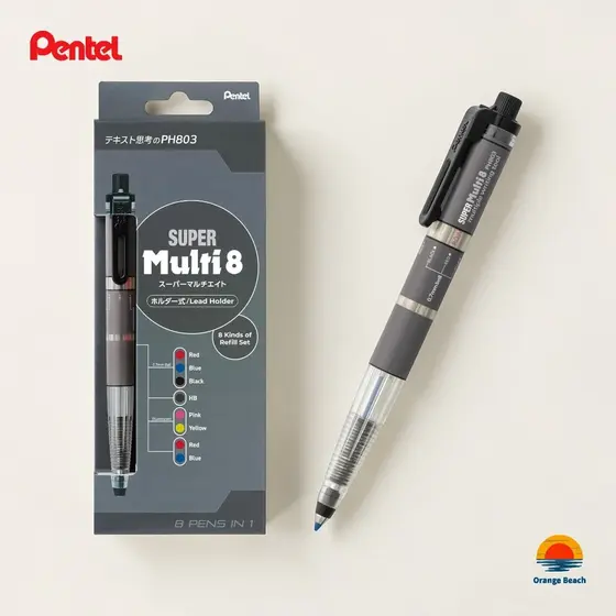Pentel Super Multi 8 XPH803/ST 2 Versoes/8 em 1 Esferografica+Cor+Lapis/Corpo ou Kit/Japao
