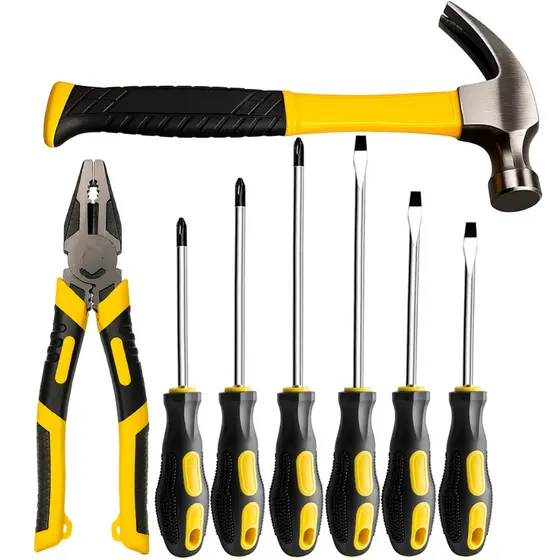 Kit Ferramentas Chave de Fenda Phillips Com Martelo e Alicate Universal 8 Pol
