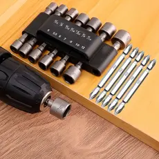 Kit de Jogo de Bits e Soquete Canhão para Parafusadeira 19 pçs