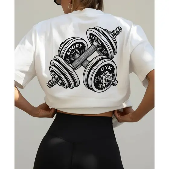 Camiseta camisa 100% Algodão Feminina Over Blusa Estilosa Treino Academia Musculação Fitness Pesinho