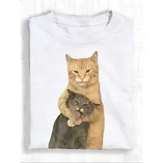 Camiseta lavável à máquina com estampa de briga de gatos, camiseta de marca retrô de alta qualidade, camiseta masculina,