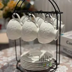 Kit Xícaras e Pires Café Porcelana Premium - Jogo de Luxo para Presente 6 xicaras + 6 pires