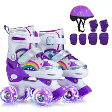 Patins Quad Infantil De 4 Rodas Menina Com LED Com Protecao Presente Black Friday Menino