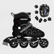 Patins Roller Inline Ajustável Preto Com /SEM Kit Proteção Meninos Presente Black Friday