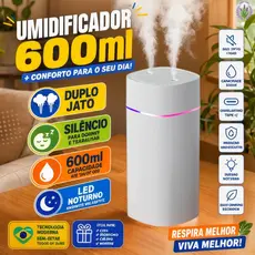 Umidificador De Ar E Difusor Aromatizador Grande De Ambiente 600ml Purificador De Ar Portátil Usb
